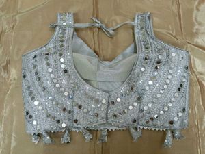 Silver Sequins And Mirror Work Blouse