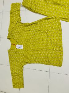 Olive Printed Cord Pujama Set