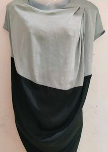 Two-Tone Draped Dress