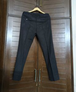 John Players Men Dark Grey Viscose Formal Trouser