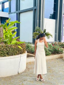 Cream Halter Maxi Dress