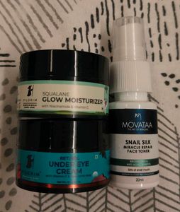 Skincare set - toner, moisturizer, undereye cream