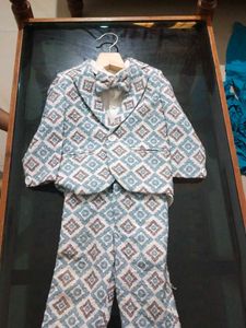 Boys Blue Patterned Suit Set