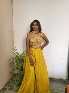 Corset And Palazzo With Necklace Dupatta