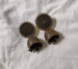 Traditional Round Jhumkas Maroon