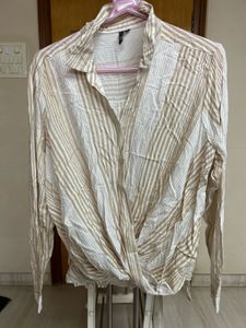 Striped Wrap Blouse