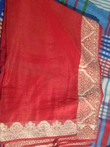 Elegant Red Saree with Border