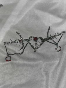 Punk Goth Red Stones Necklace
