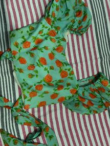 Floral Print Tie-Front Top
