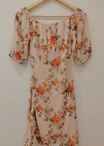 PEACH DISTY PRINTED DRESS