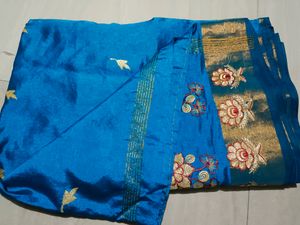 Cotton Silk Peacock Blue Saree 💙