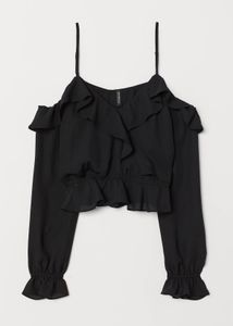 H&amp;M Black Ruffle Top