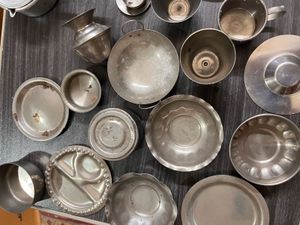 Vintage Miniature Stainless Steel Kitchen Set