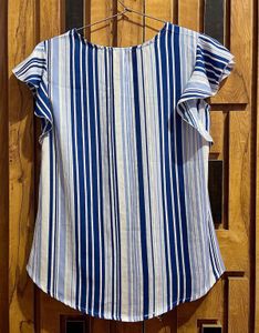 Striped Ruffle Sleeve Top