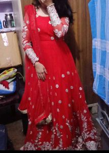 red barbie ball long gown Embroidery heavy fancy