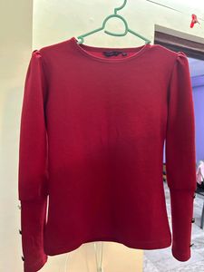 Women Maroon Full Sleeves Top