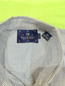Scotch &amp; Soda Blue Checked Dress Shirt