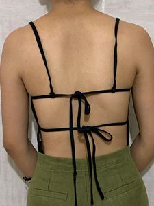 Backless Black Top(FREE Mesh Cardigan)