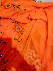 Woman Georgett Solid Saree