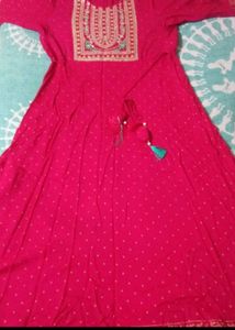Pink Embroidered Anarkali Kurti