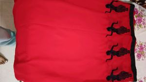 Red Saree with Black Embroidery