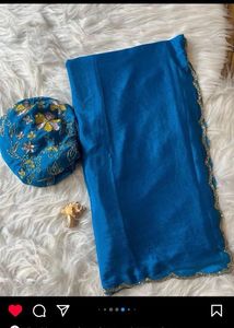 Blue New Unstitched Sequence Saree For NEETU
