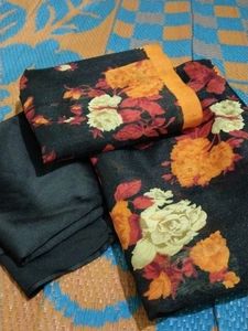 Beautiful Black Floral Dress Material