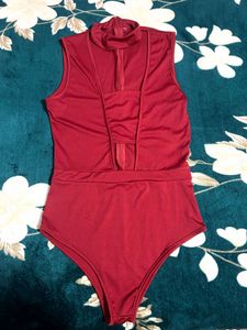 Burgundy Sleeveless Bodysuit