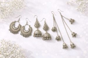 Oxidised Jhumka Earring Set
