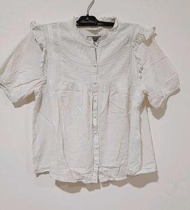 White Ruffle Top