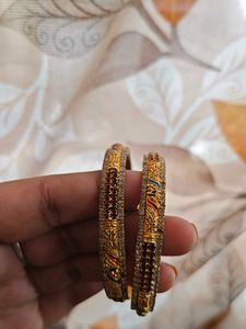 Gold-Tone & Red Decorative Bangle Set
