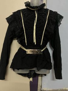 Pintrest Elegant Black Embellished Top