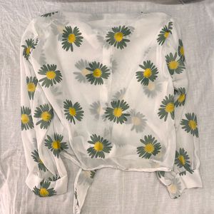 Sheer Daisy Print Shirt/Top.