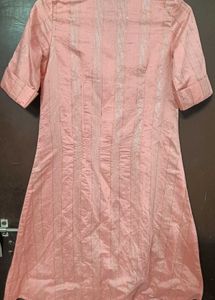 Peach Tunic Top with Silver Stripes