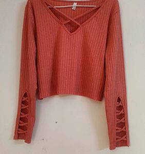 Super Stylish Peach Crop Top