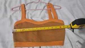 Zara Women&#39;s Orange and Brown Crop-top