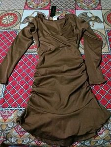 Brown Full Sleev Bodycon Dress