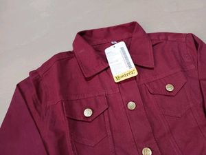 Maroon Denim Jacket, M Size