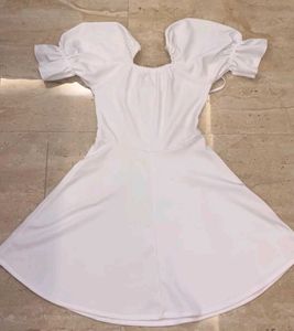 White Puff Sleeve Mini Dress