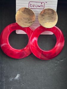 Red &amp; Gold Statement Earrings