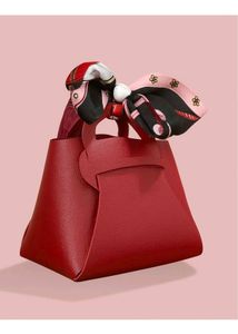 Red Handbag with Scarf