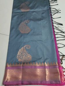 Dark cement soft silk saree