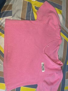 Pink Ribbed Crop Top