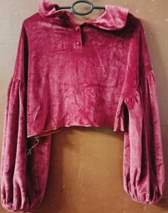 Maroon Velvet Crop Top