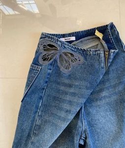 Butterfly Detail Wide Leg Jeans