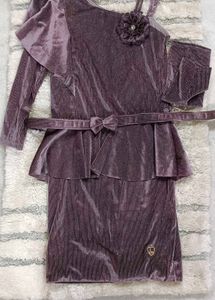 Stylish Purple Velvet Dress
