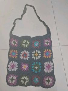 Flowery Crochet Tote Bag
