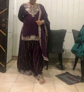 Purple Embroidered Kurta Set