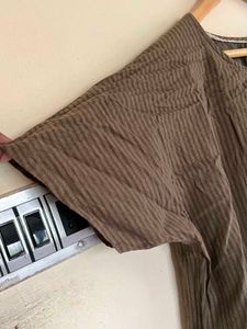 Olive Green Striped Dress