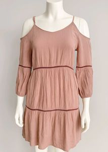 Beige Cold Shoulder Dress